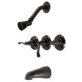 Kingston Brass Three-Handle Tub and Shower Faucet, Oil Rubbed Bronze KB235FL
